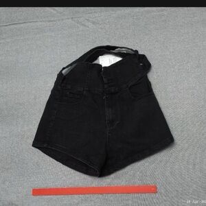 Black High-Waisted Denim Shorts